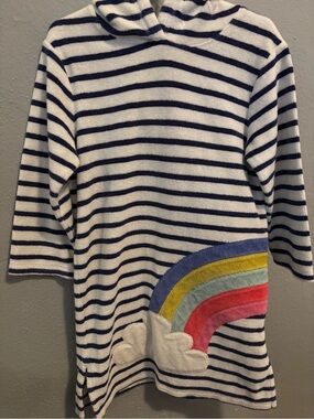 Mini Boden Hooded Tunic with Rainbow Appliqué